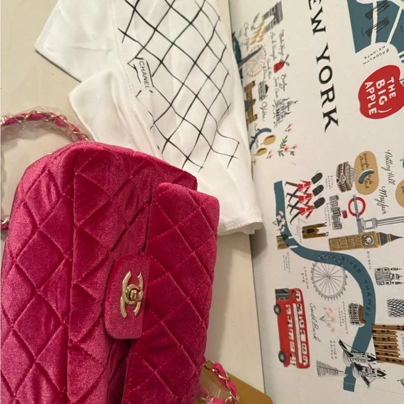 Pink velvet nwt quilted bag purse - Picture 5 of 10